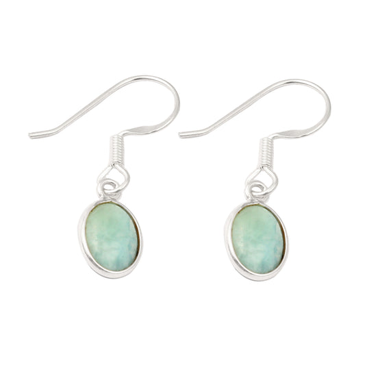 Natural Dominican Larimar Earrings 925 Sterling Silver Dangle Jewelry