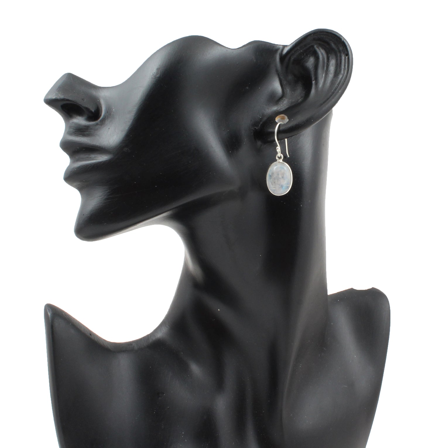 Moonstone Dangle Earrings in 925 Sterling Silver Handmade Bezel Set Jewelry