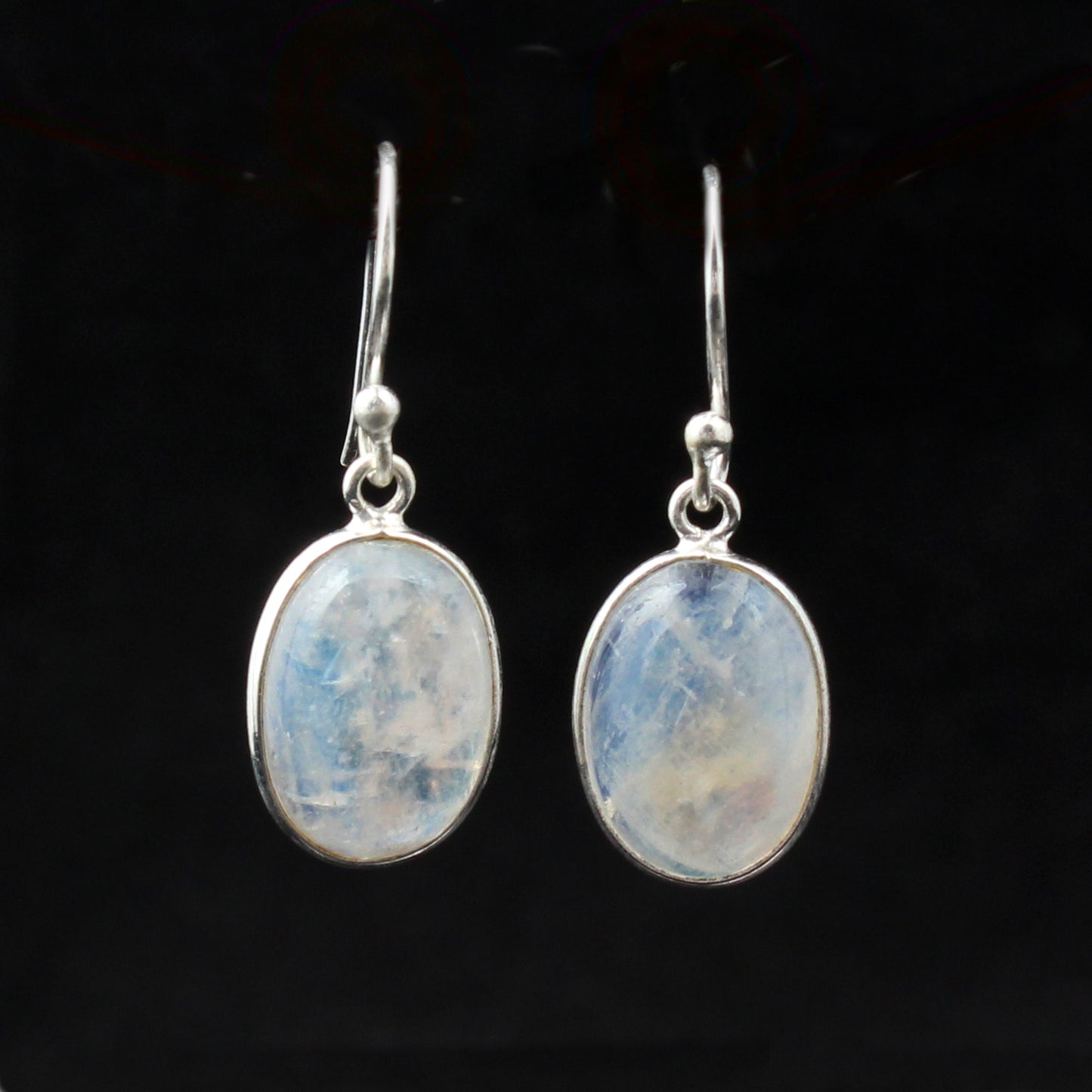 Moonstone Dangle Earrings in 925 Sterling Silver Handmade Bezel Set Jewelry
