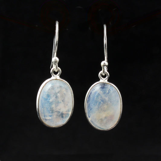 Moonstone Dangle Earrings in 925 Sterling Silver Handmade Bezel Set Jewelry