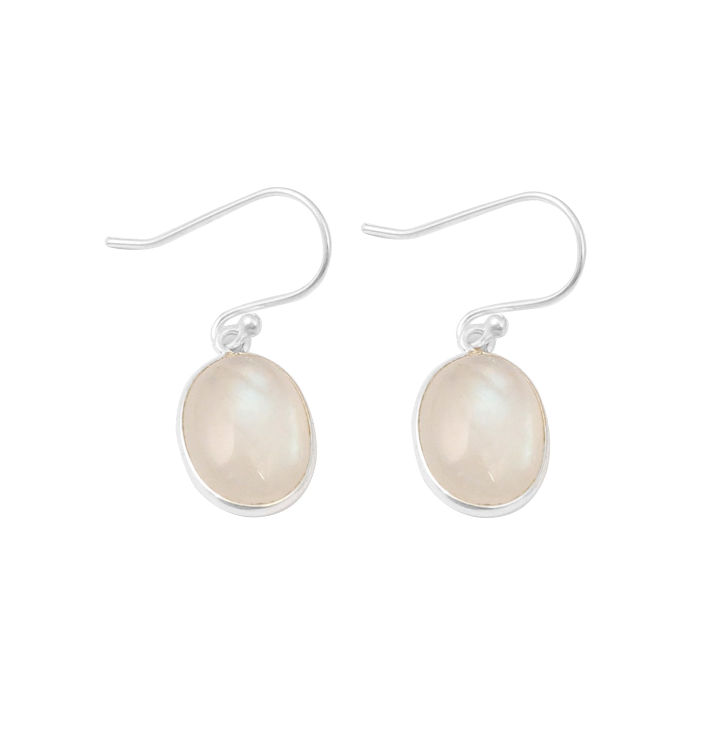 Moonstone Dangle Earrings in 925 Sterling Silver Handmade Bezel Set Jewelry