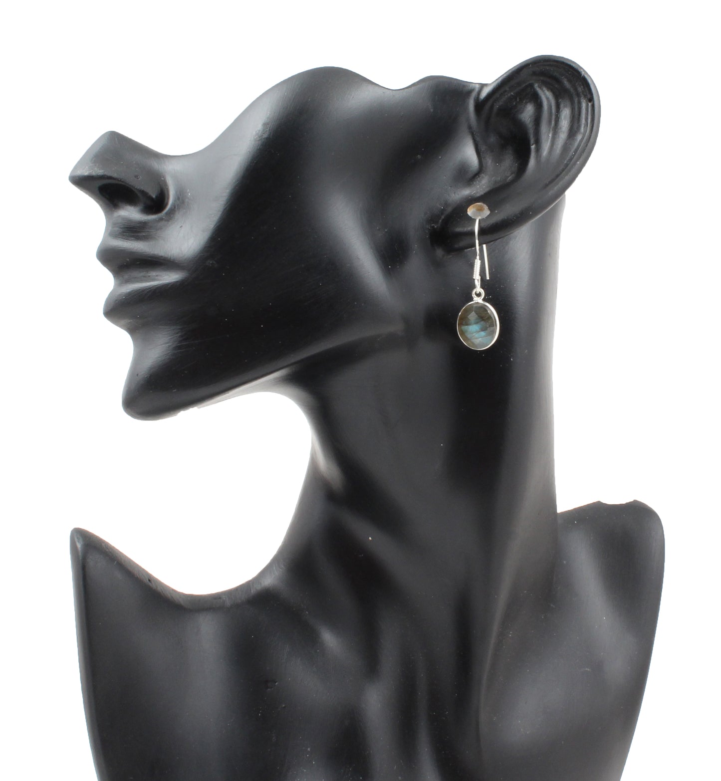 Natural Labradorite 925 Sterling Silver Gemstone Bezel Set Dangle Earrings