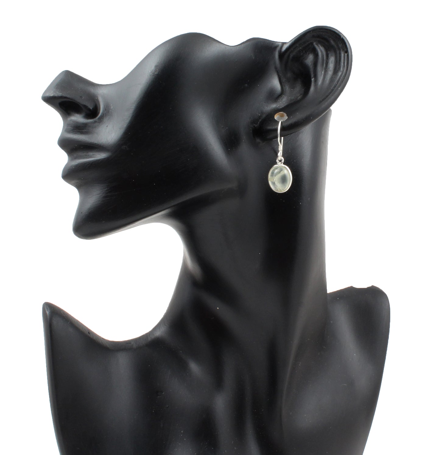 Prehnite Earrings in 925 Sterling Silver Handmade Lightweight Oval Shape Bezel Set Jewelry