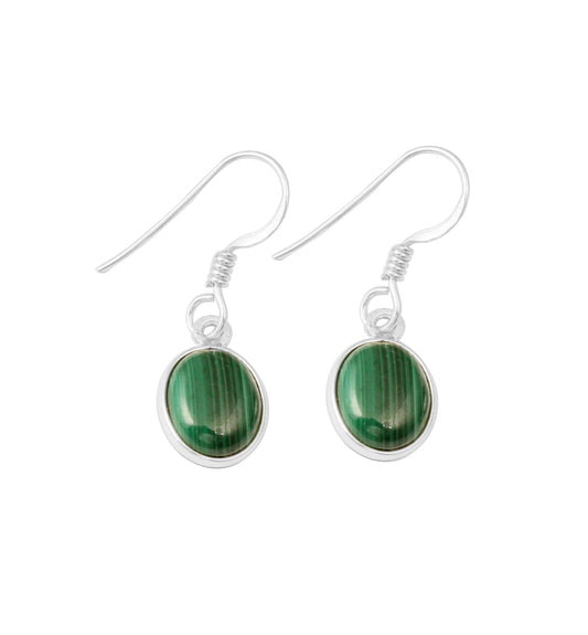 Natural Malachite Earrings Handmade 925 Sterling Silver Jewelry