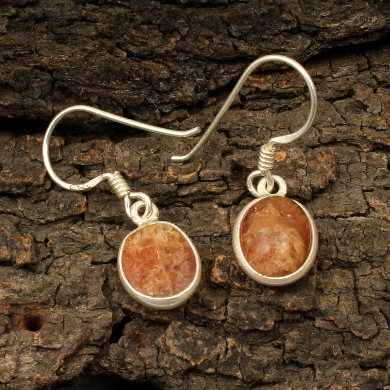 Sunstone Dangle Earrings in 925 Sterling Silver Handmade Lightweight Jewelry