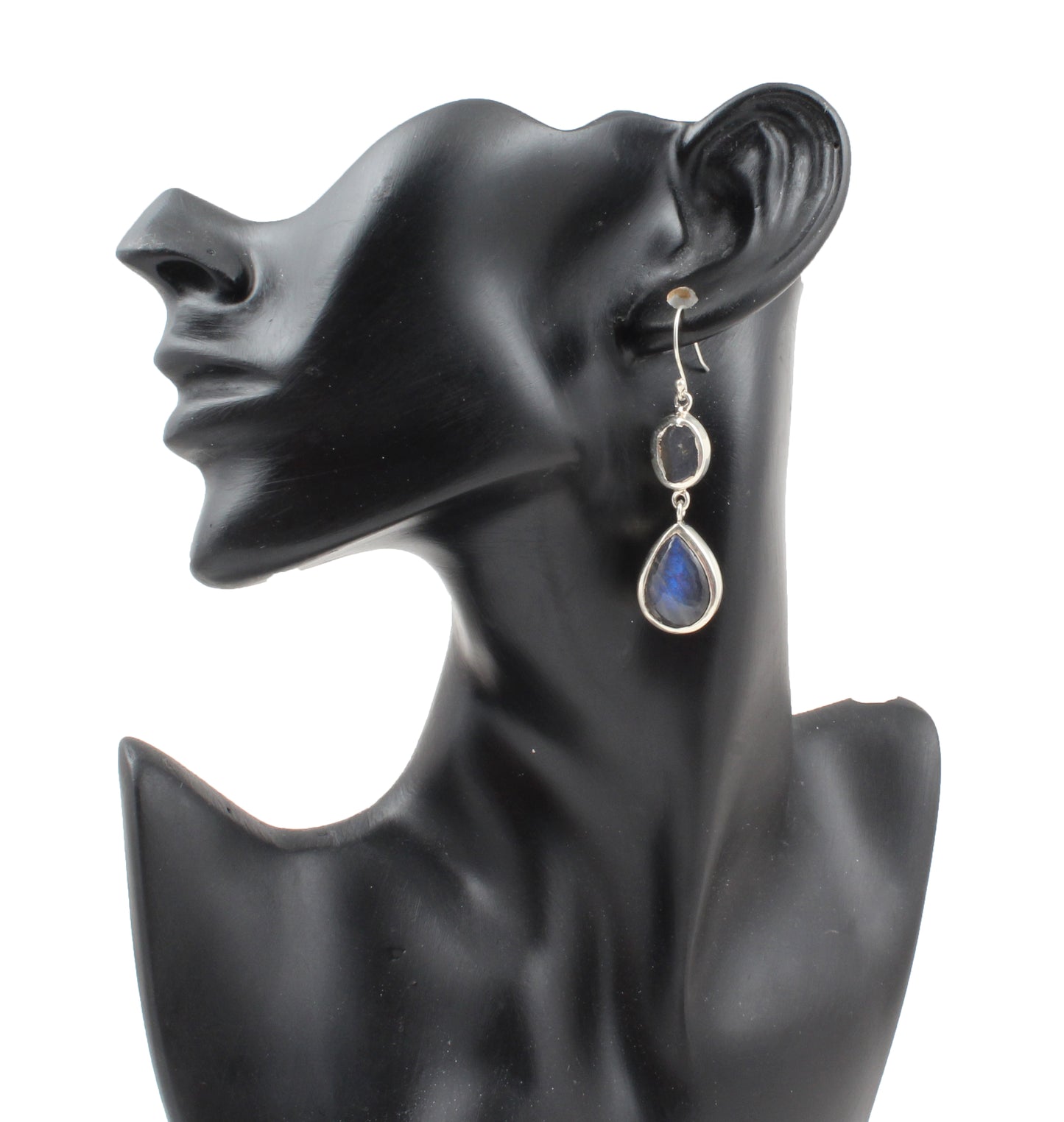 Natural Labradorite Earrings with 925 Sterling Silver Handmade Dangle Jewelry