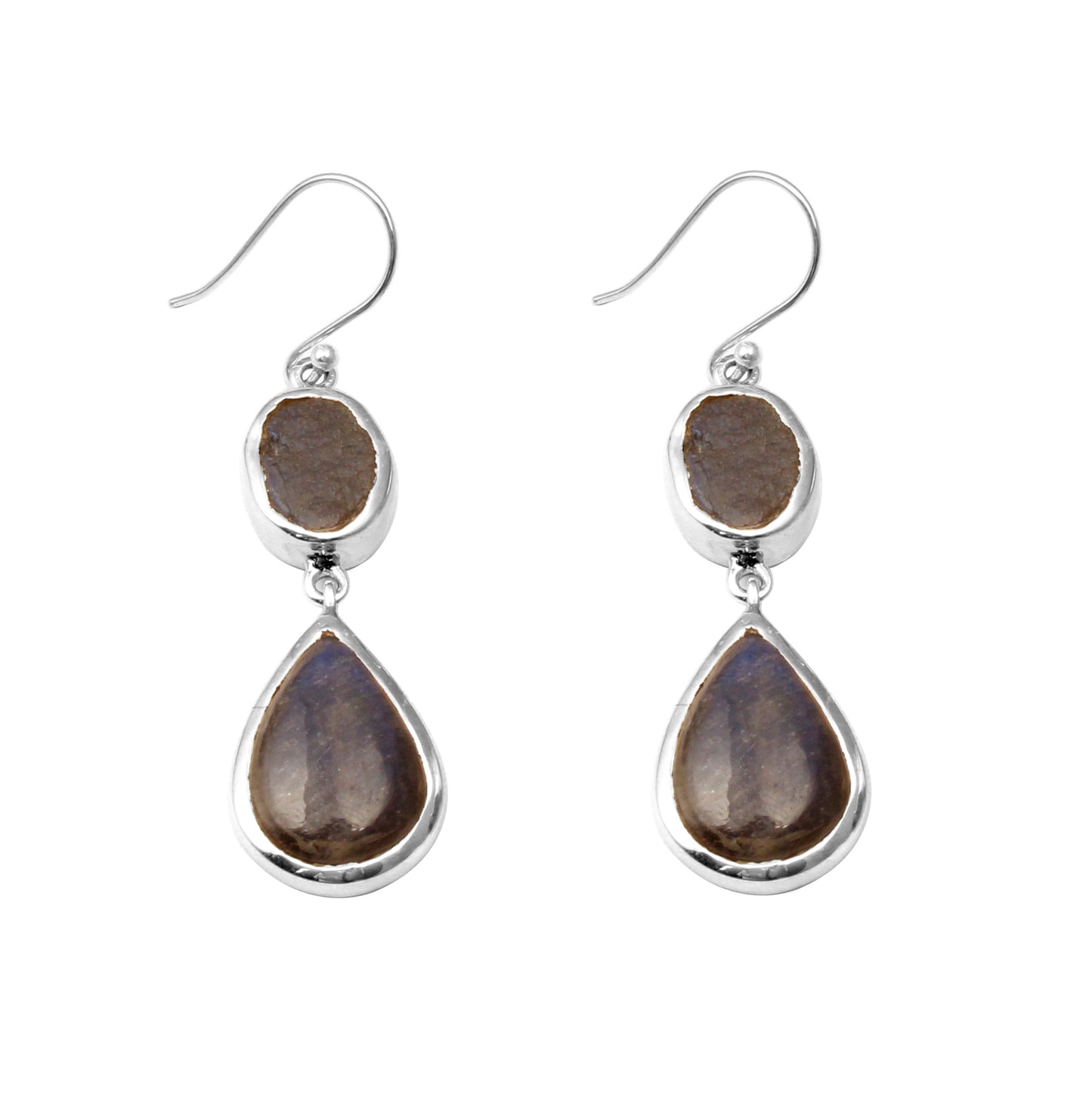 Natural Labradorite Earrings with 925 Sterling Silver Handmade Dangle Jewelry