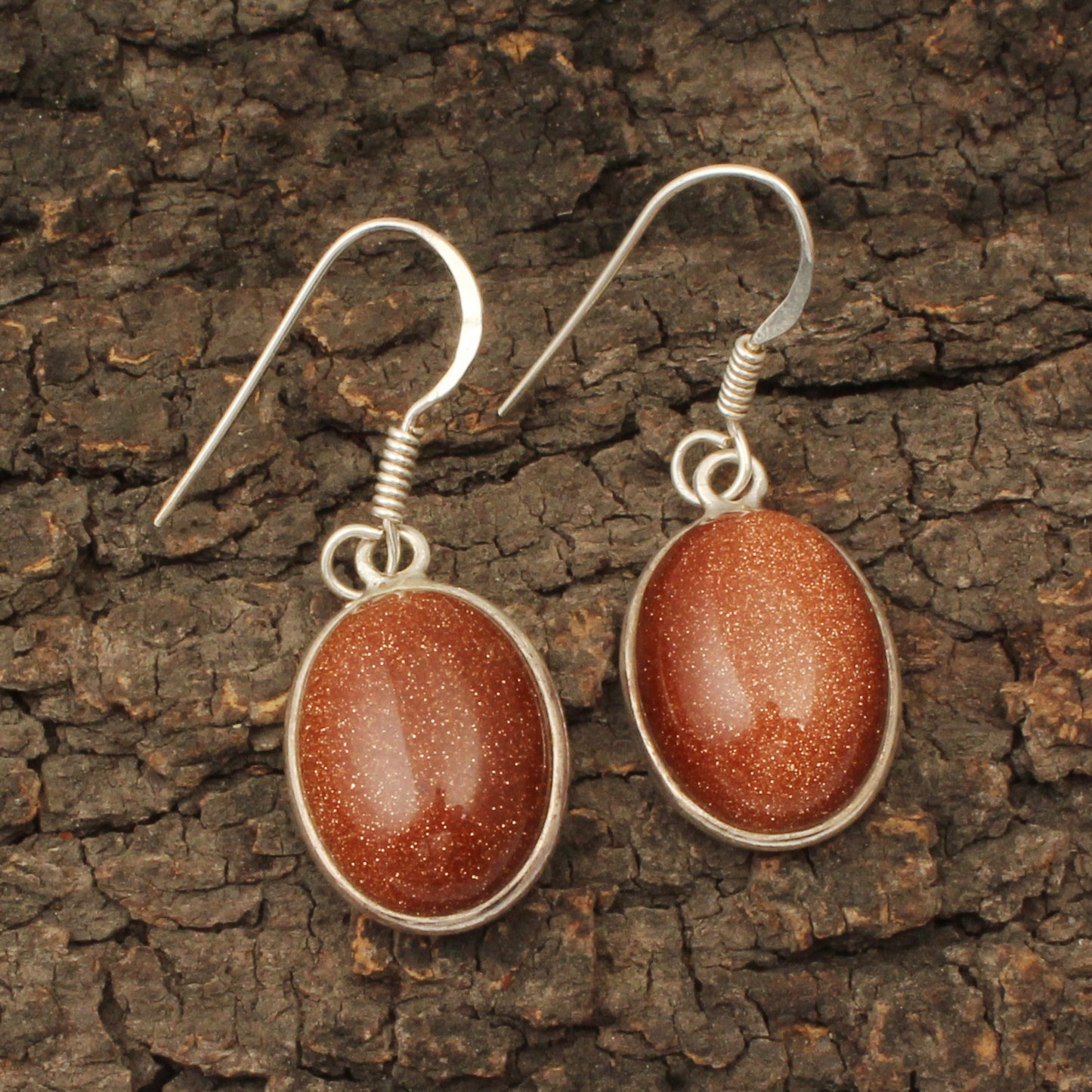 Sunstone Dangle Earrings in 925 Sterling Silver Handmade Bezel Setting Lightweight Jewelry
