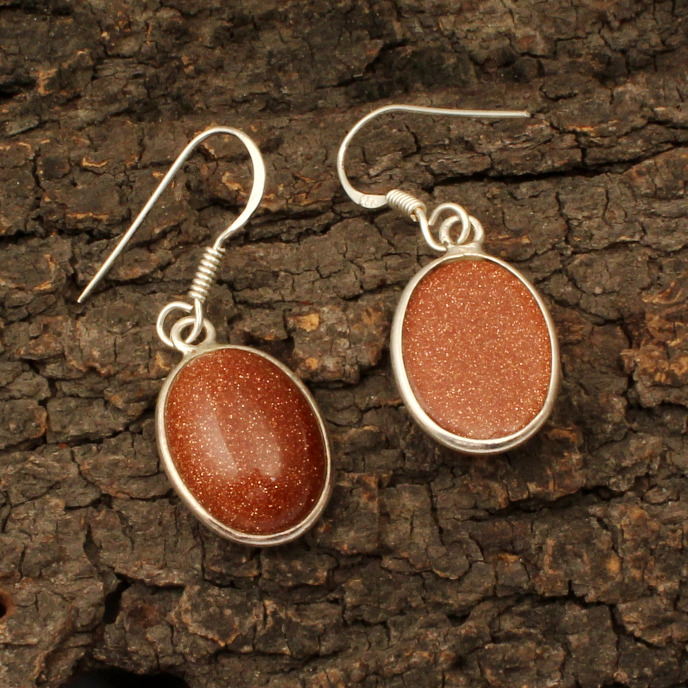 Sunstone Dangle Earrings in 925 Sterling Silver Handmade Bezel Setting Lightweight Jewelry