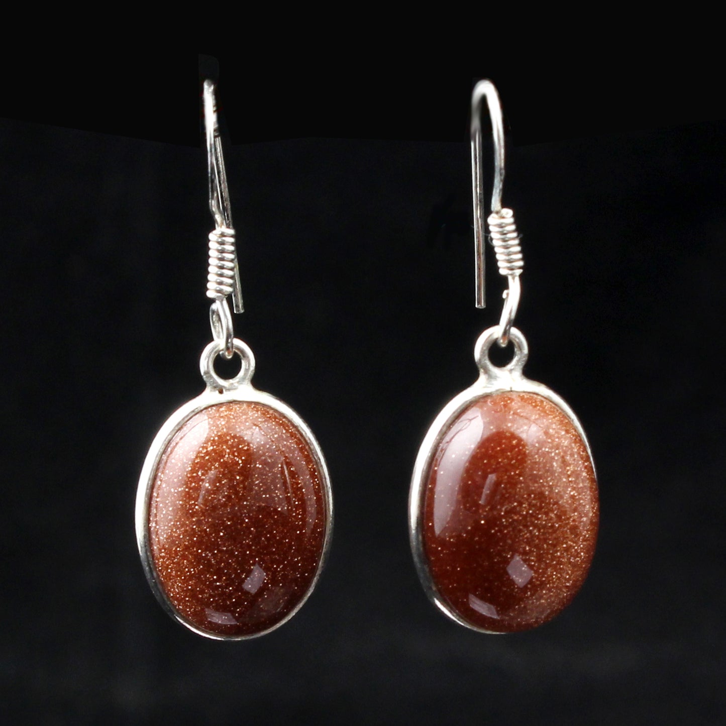 Sunstone Dangle Earrings in 925 Sterling Silver Handmade Bezel Setting Lightweight Jewelry