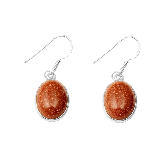 Sunstone Dangle Earrings in 925 Sterling Silver Handmade Bezel Setting Lightweight Jewelry