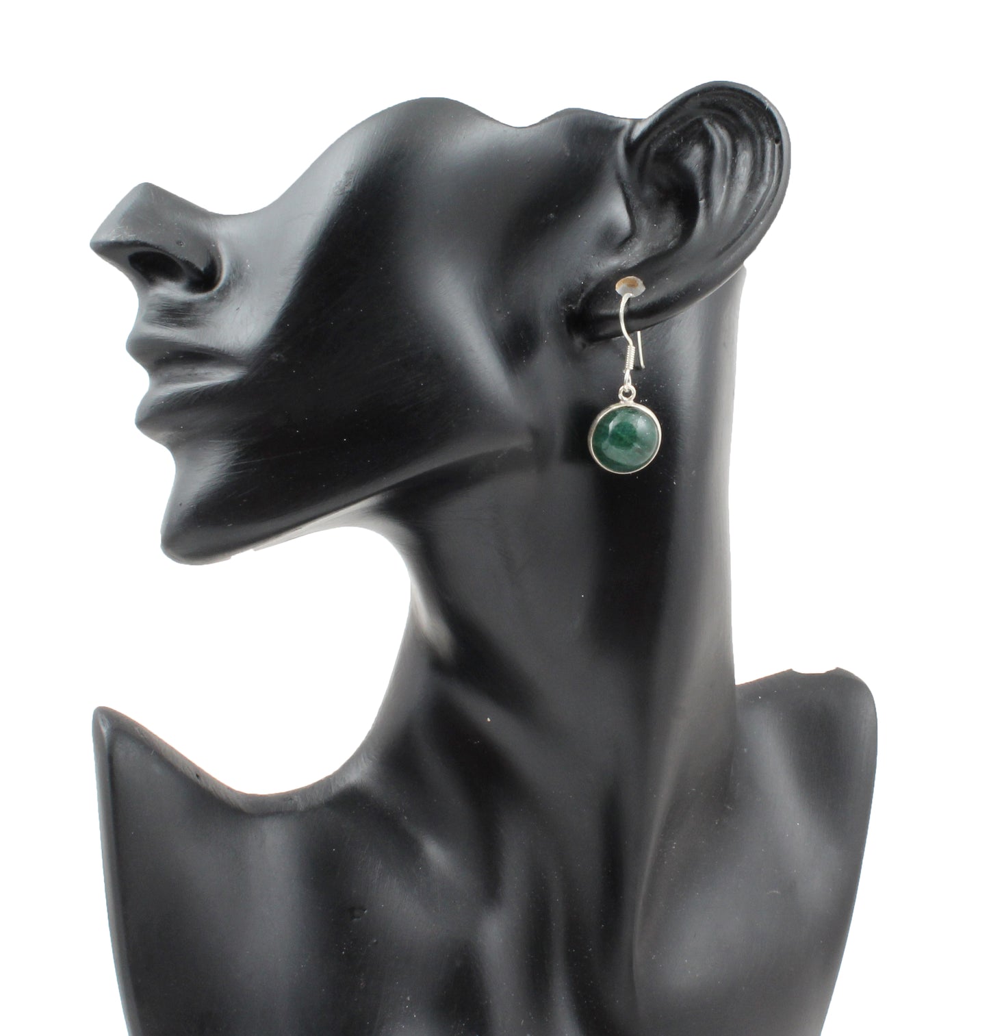 925 Sterling Silver Natural Green Jade Stone Earrings