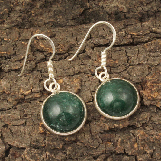 925 Sterling Silver Natural Green Jade Stone Earrings