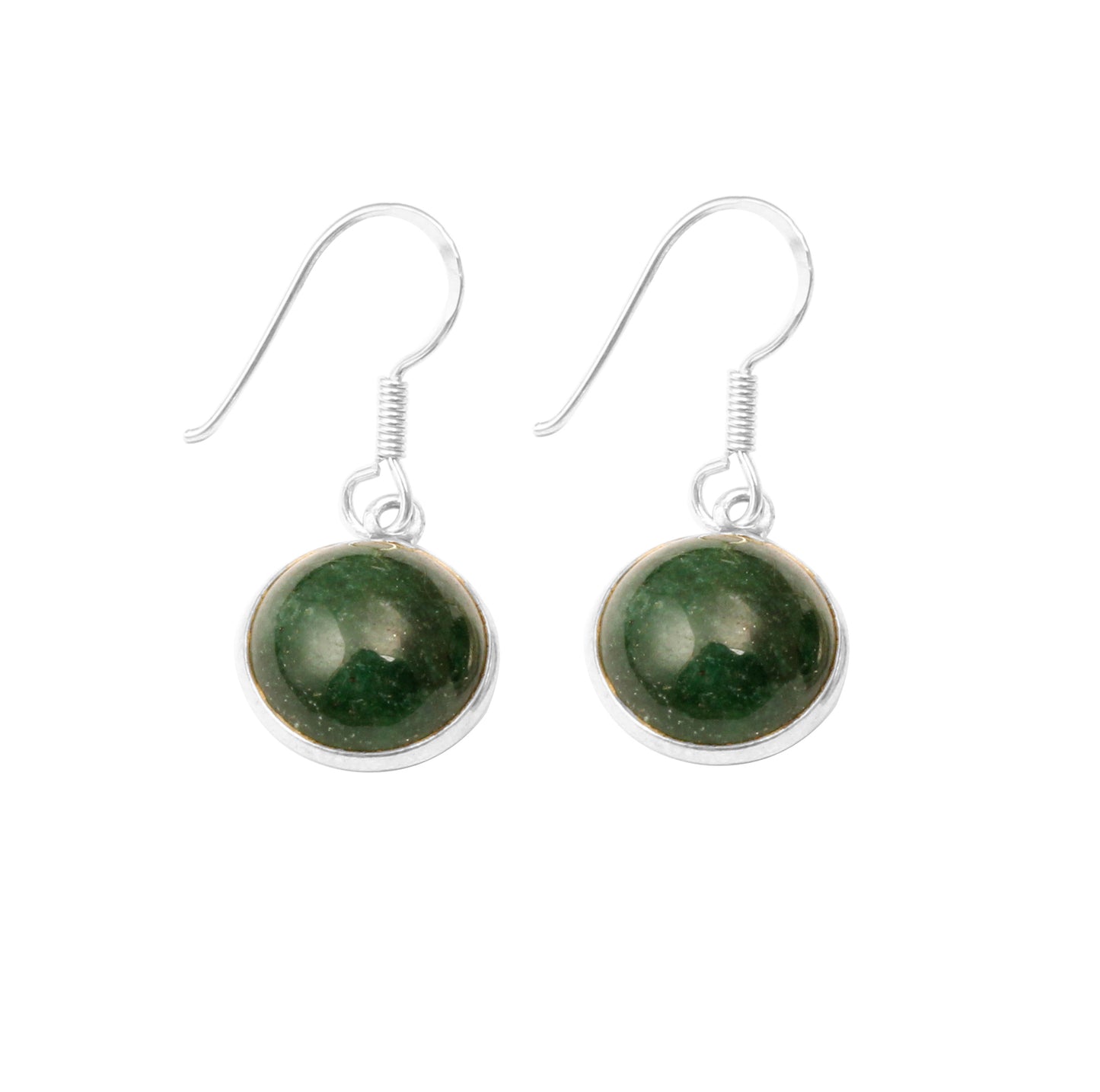 925 Sterling Silver Natural Green Jade Stone Earrings