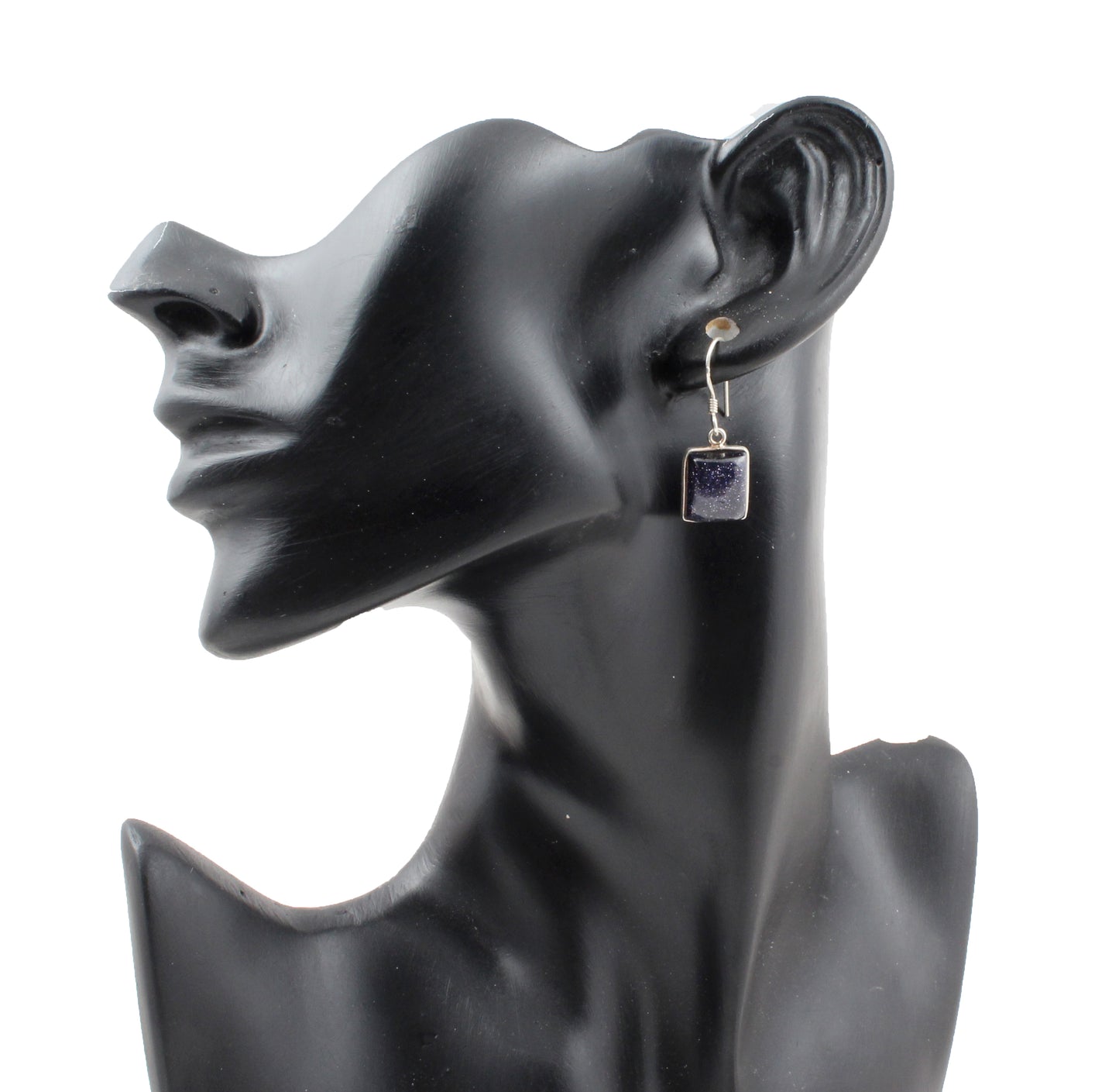 Blue Sunstone Earrings Bezel Set Statement Earrings 925 Sterling Silver Earrings