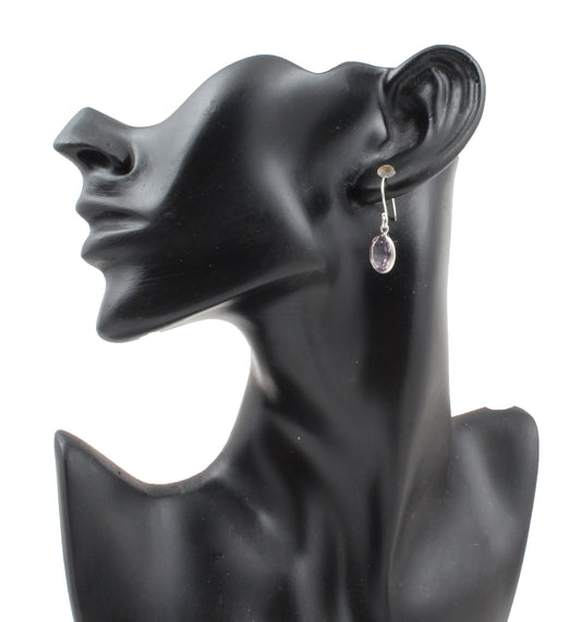 Amethyst 925 Sterling Silver Bezel Set Handmade Faceted Gemstone Earrings