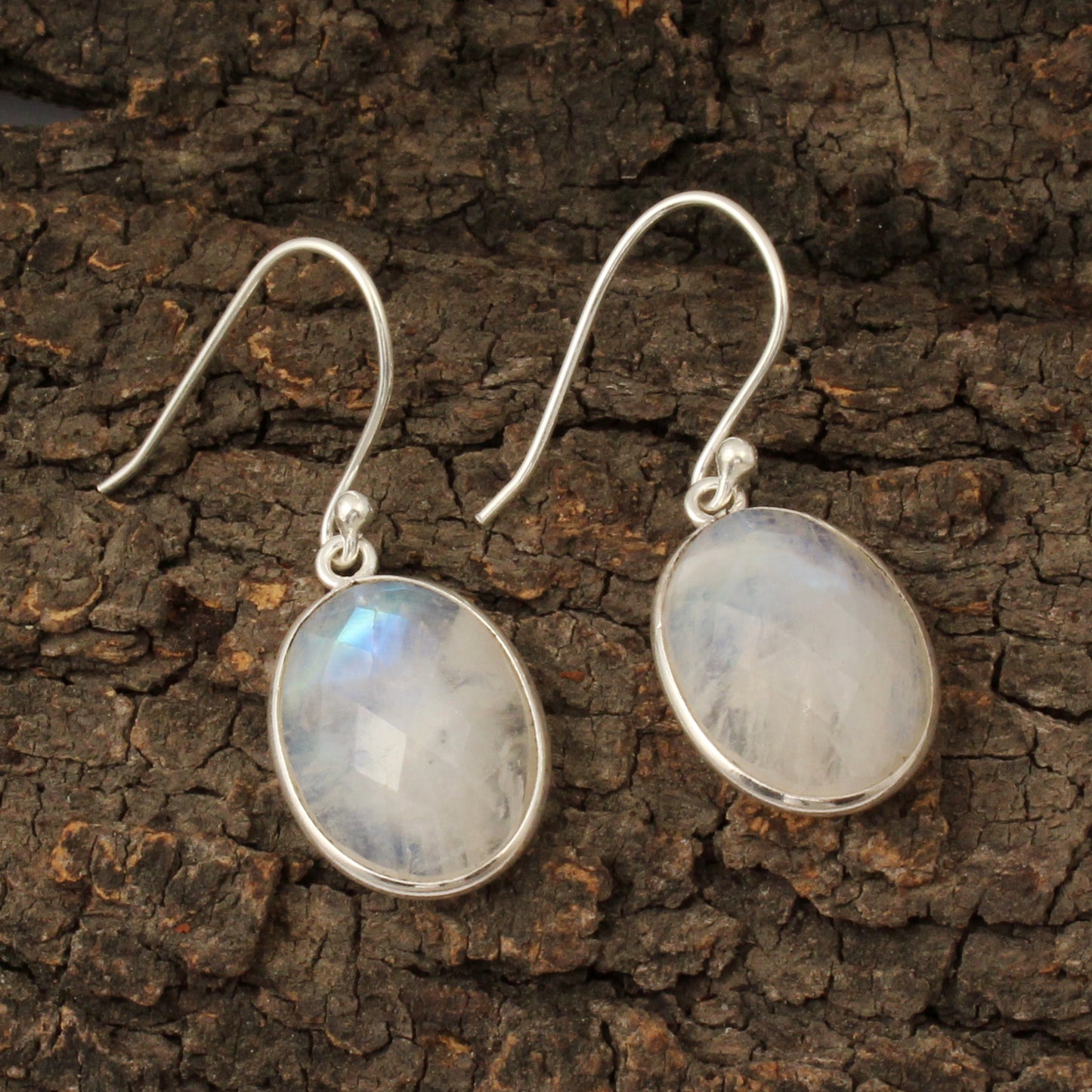 Natural Rainbow Moonstone Earrings 925 Solid Silver Handmade Jewelry