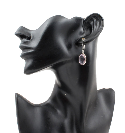 Amethyst Dangle Earrings Handmade Bezel Set 925 Sterling Silver Jewelry