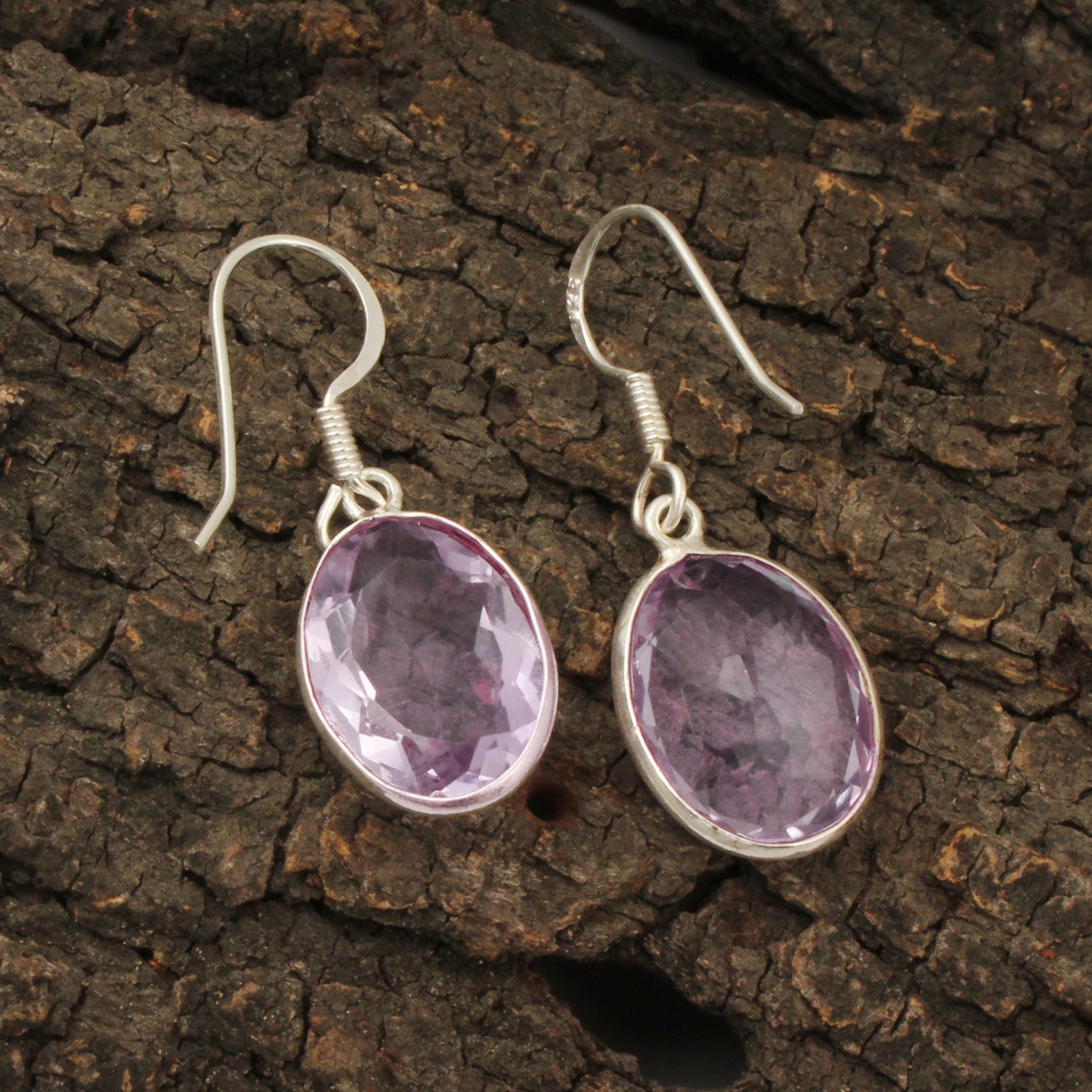 Amethyst Dangle Earrings Handmade Bezel Set 925 Sterling Silver Jewelry