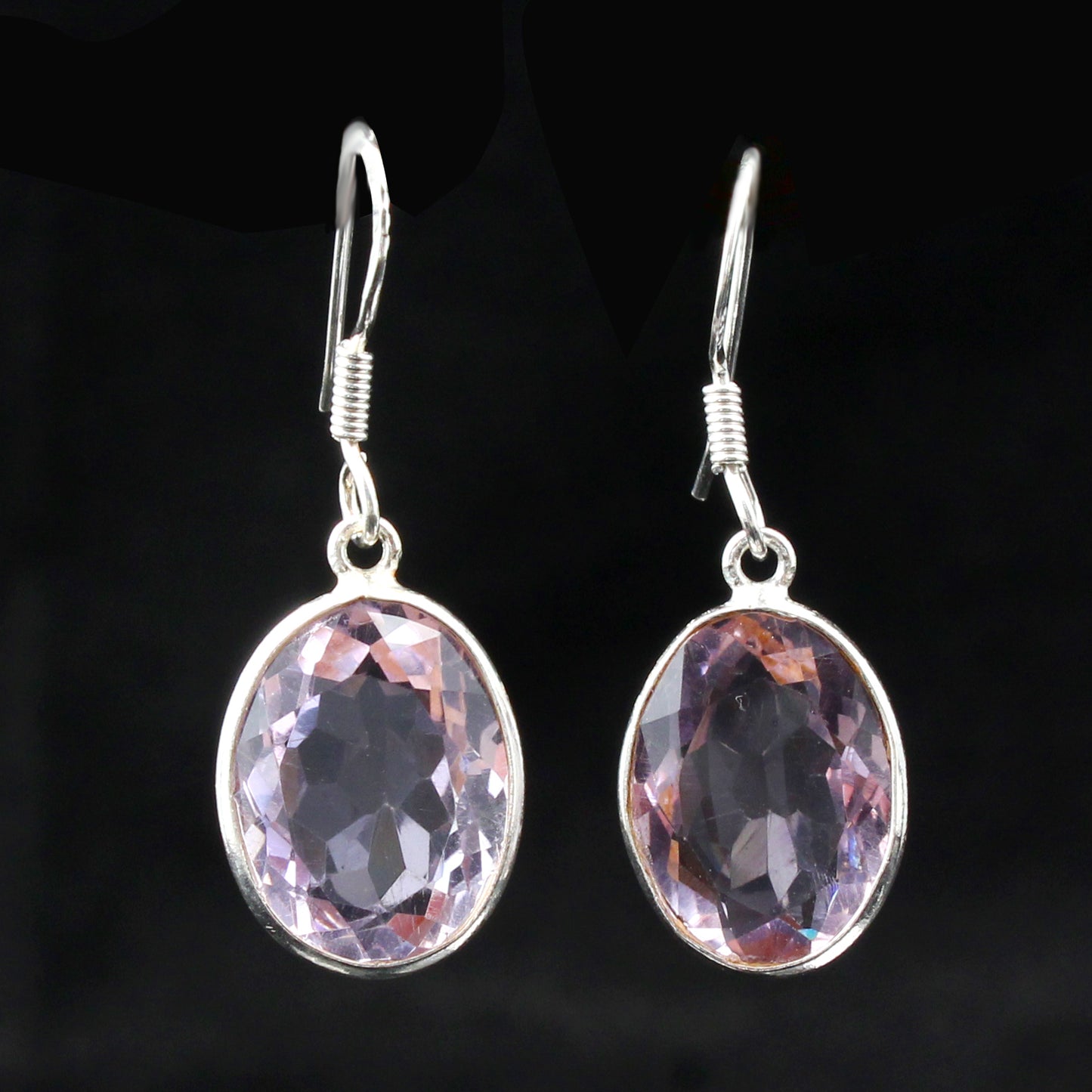 Amethyst Dangle Earrings Handmade Bezel Set 925 Sterling Silver Jewelry