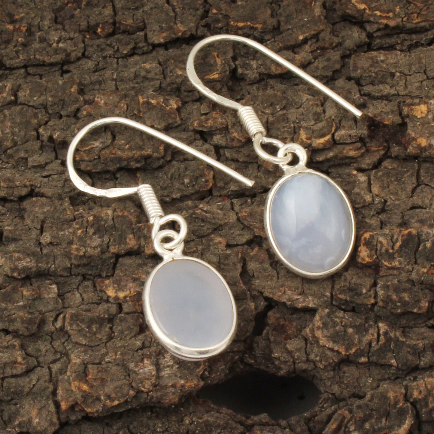 Chalcedony Earrings 925 Sterling Silver Natural Gemstone Lightweight Jewelry