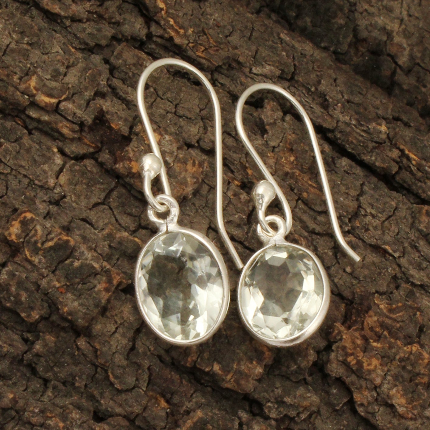 Green Amethyst Dangle Earrings Handmade Bezel Set 925 Sterling Silver Jewelry