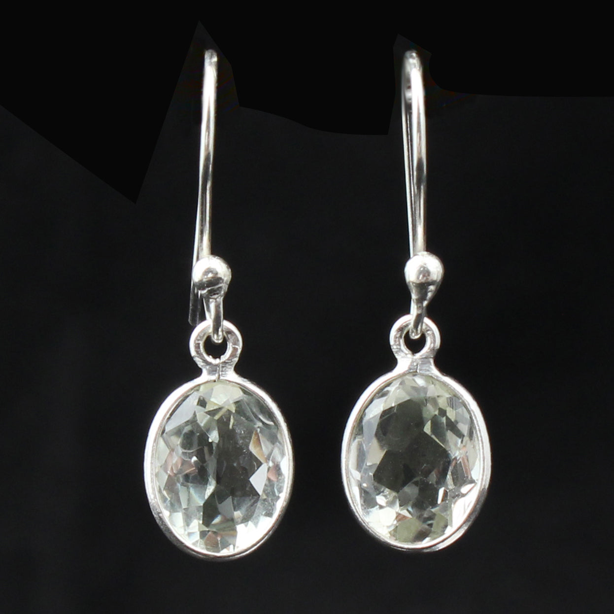 Green Amethyst Dangle Earrings Handmade Bezel Set 925 Sterling Silver Jewelry