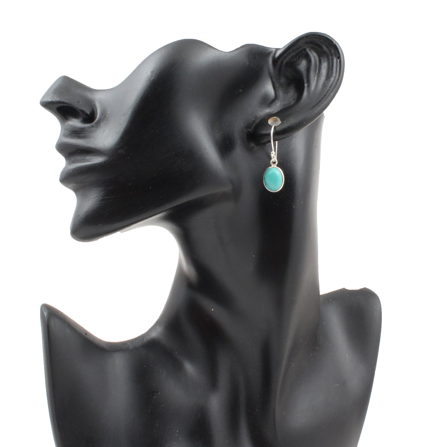Turquoise Earrings 925 Sterling Silver Oval Shaped Minimalist Dangle Jewelry