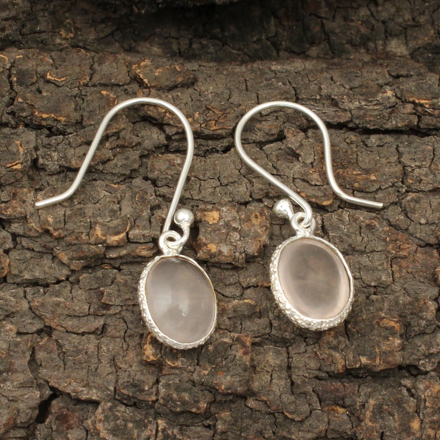 Natural Rose Quartz Earrings in 925 Sterling Silver Handmade Jewelry