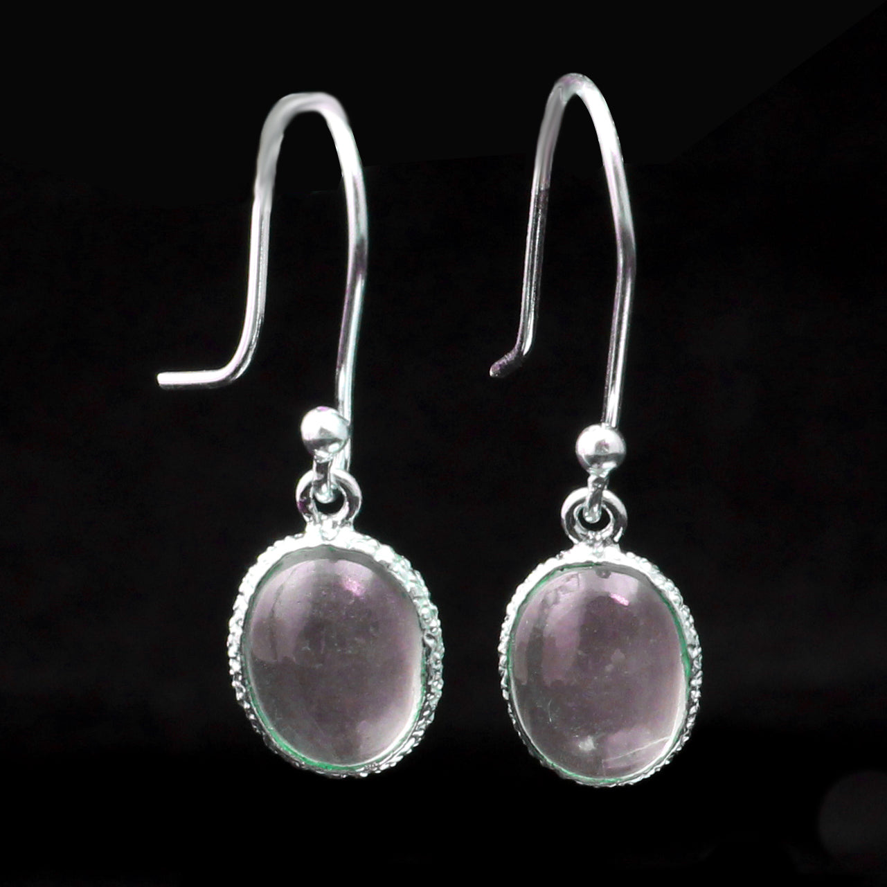 Natural Rose Quartz Earrings in 925 Sterling Silver Handmade Jewelry