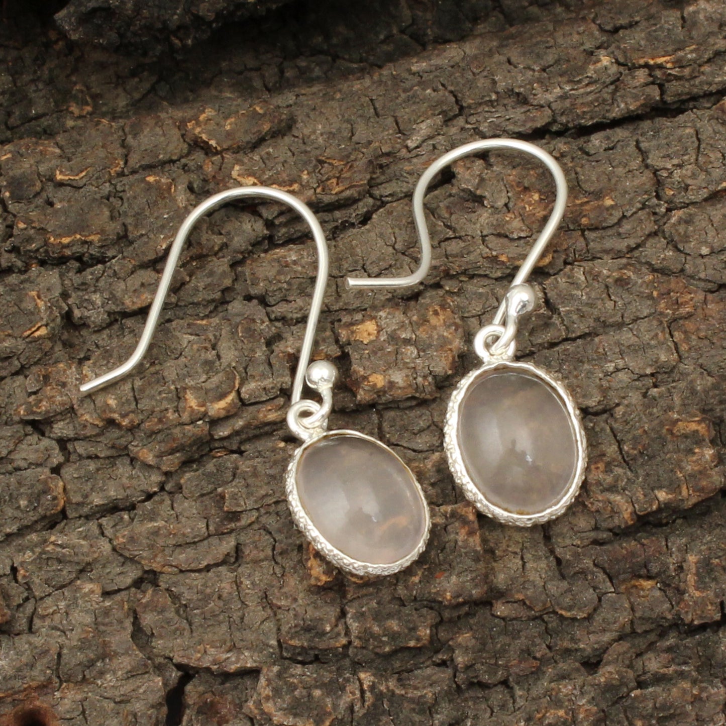 Natural Rose Quartz Earrings in 925 Sterling Silver Handmade Jewelry