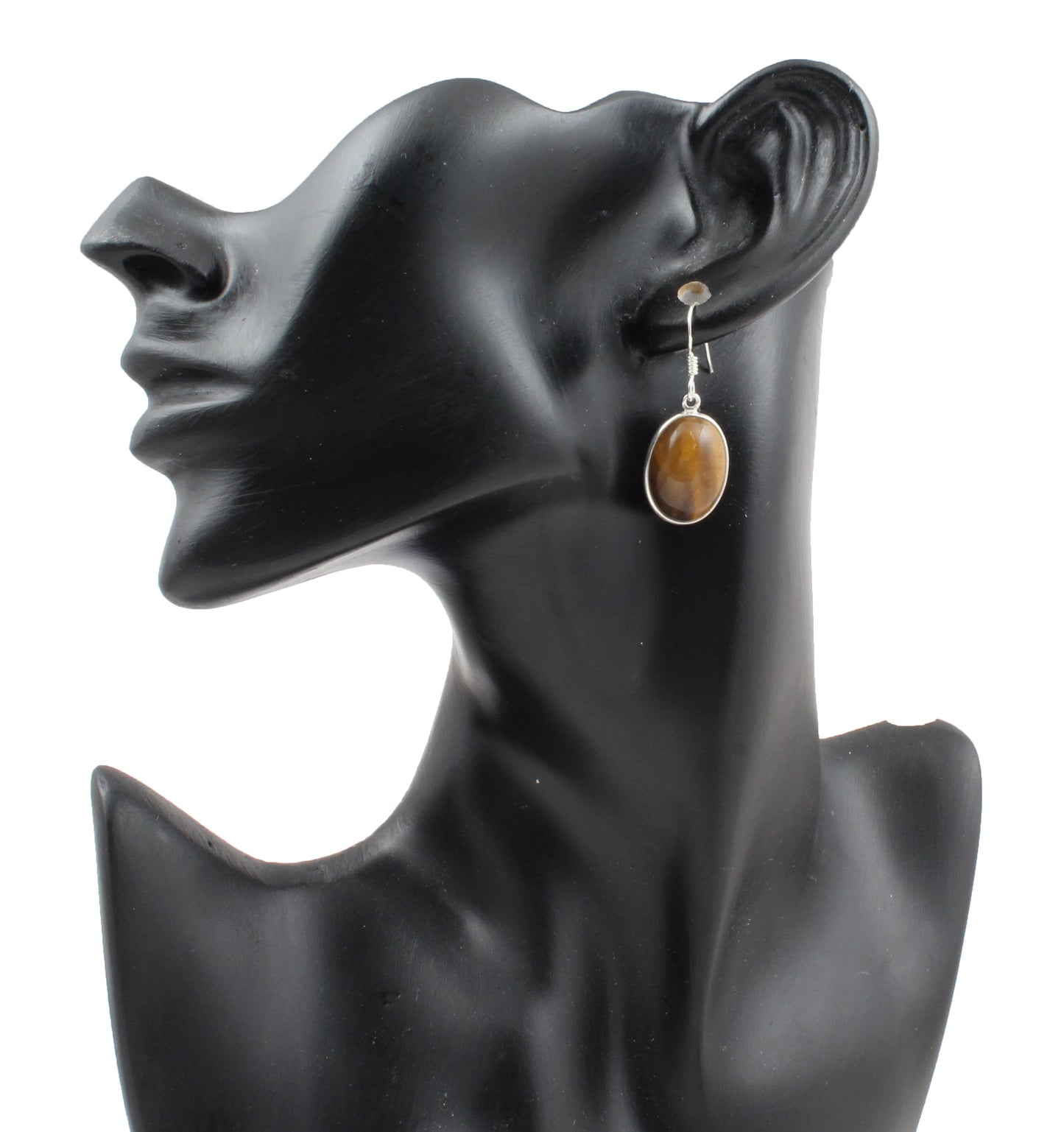Tiger's Eye Earrings in 925 Sterling Silver Handmade Bezel Set Jewelry