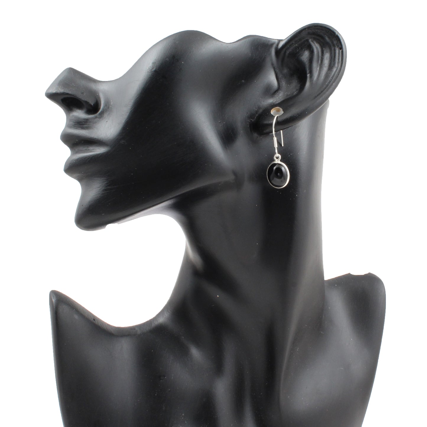 925 Sterling Silver Black Onyx Bezel Set Earrings