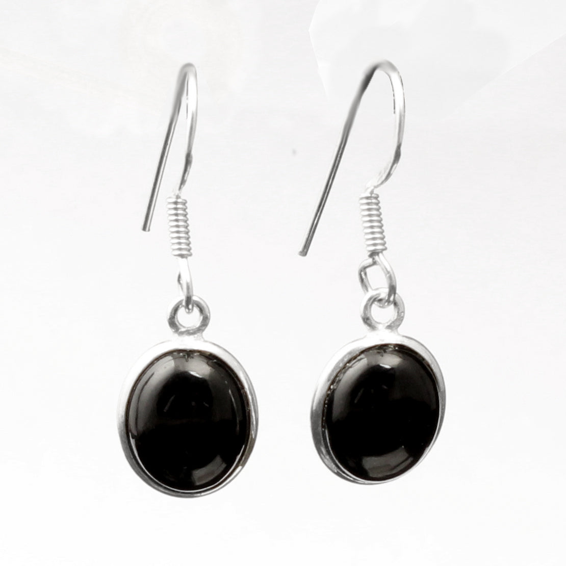 925 Sterling Silver Black Onyx Bezel Set Earrings
