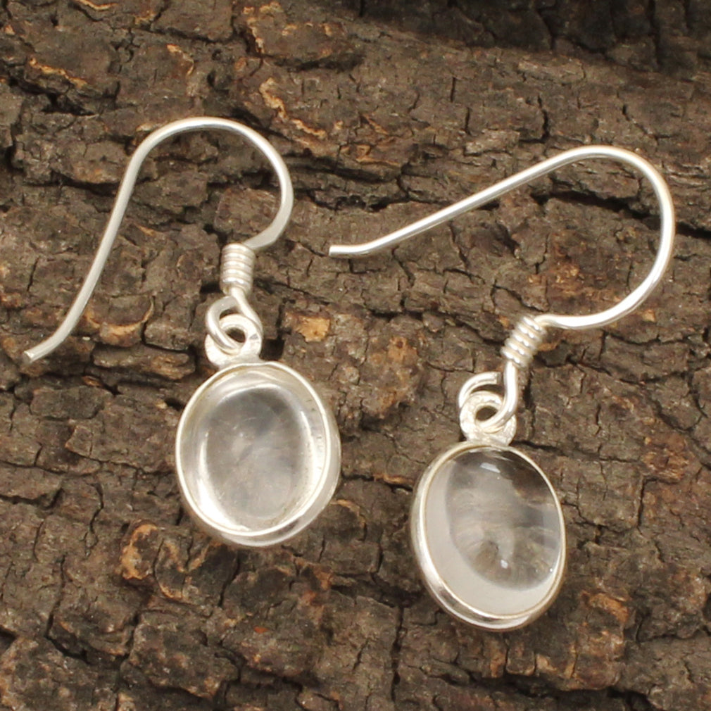 925 Sterling Silver Crystal Quartz Dangle Earrings
