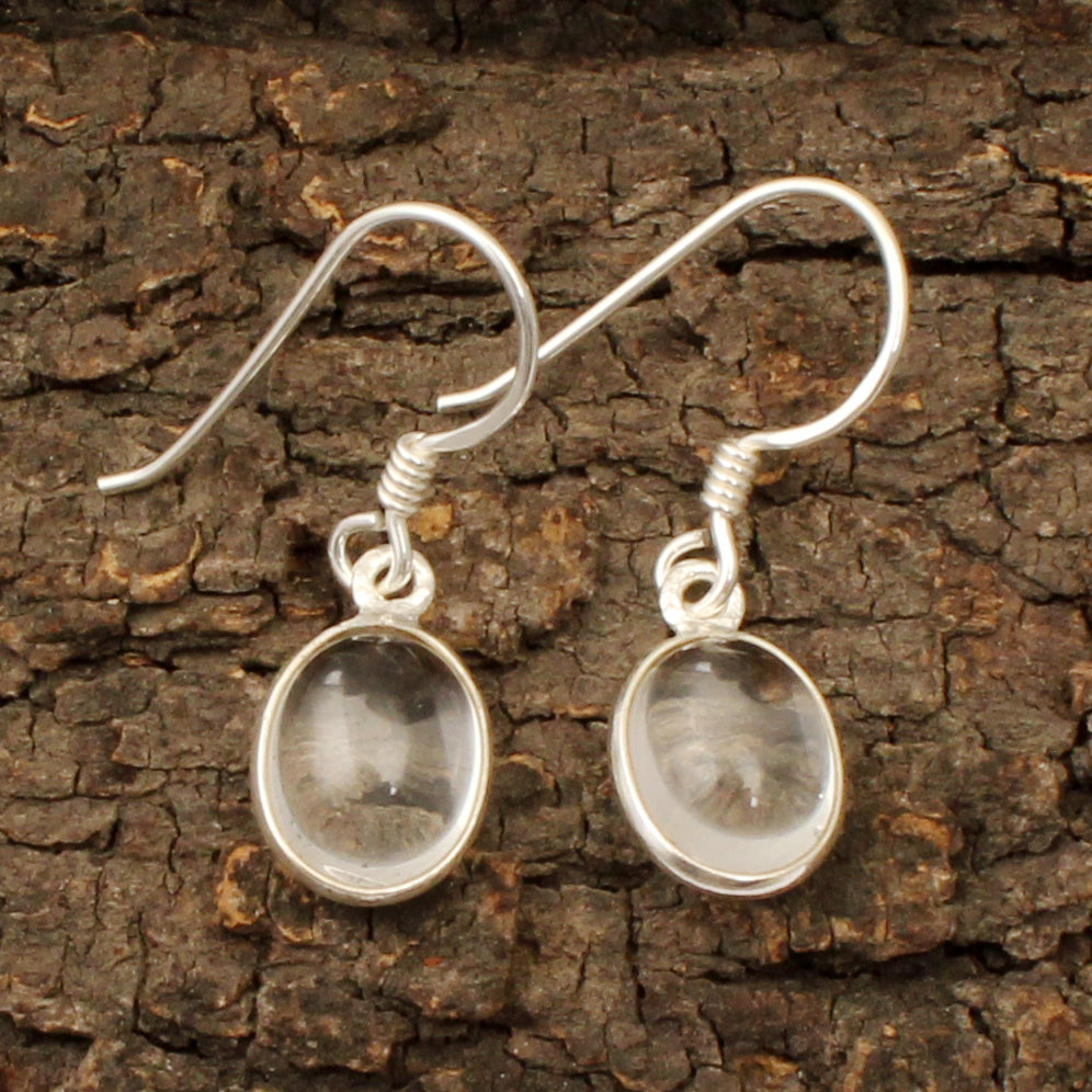 925 Sterling Silver Crystal Quartz Dangle Earrings