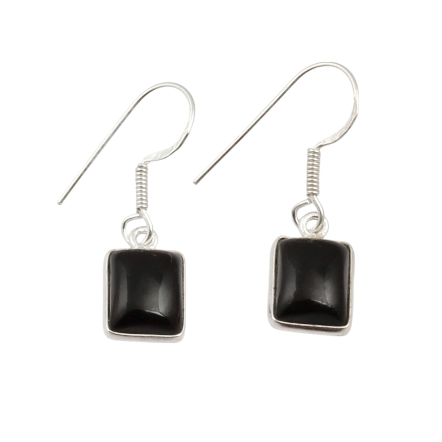 Black Onyx 925 Sterling Silver Lightweight Minimalist Gemstone Dangle Earrings