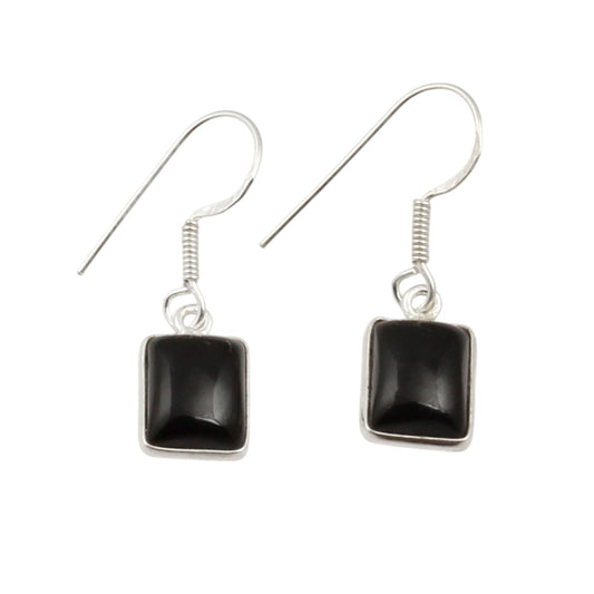 Black Onyx 925 Sterling Silver Lightweight Minimalist Gemstone Dangle Earrings