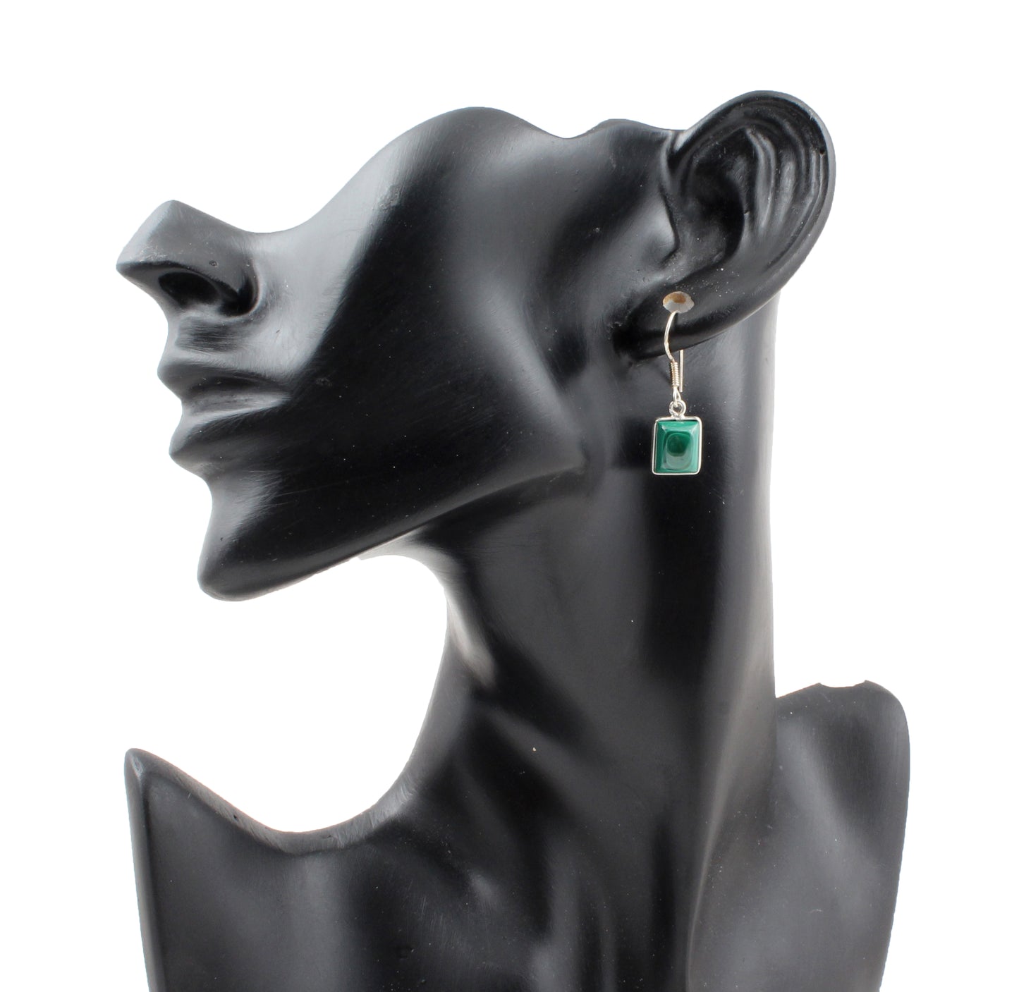 Malachite 925 Sterling Silver Earrings Lightweight Minimalist Gemstone Dangle Jewelry