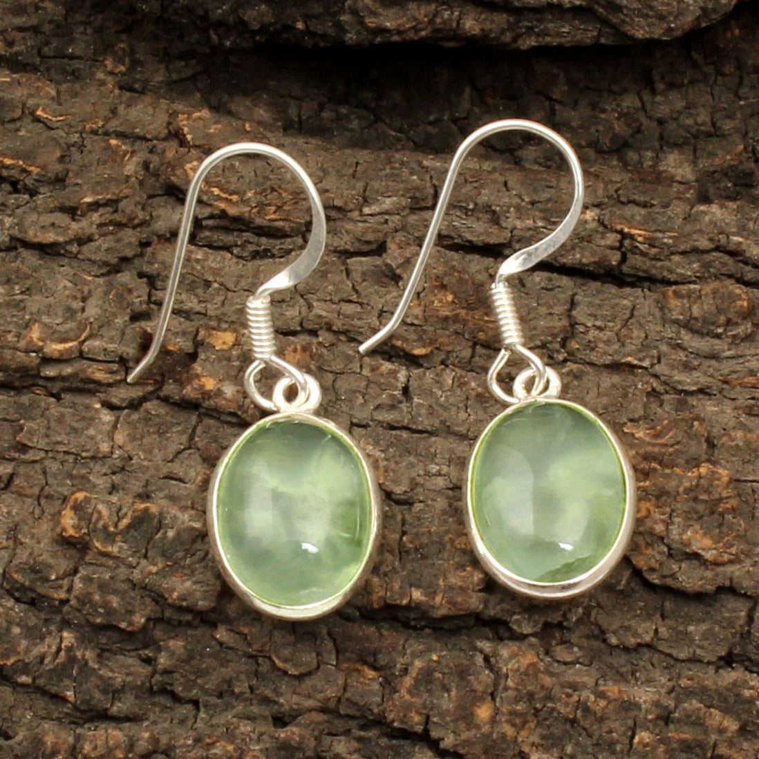 Prehnite Dangle Earrings Handmade 925 Sterling Silver Jewelry