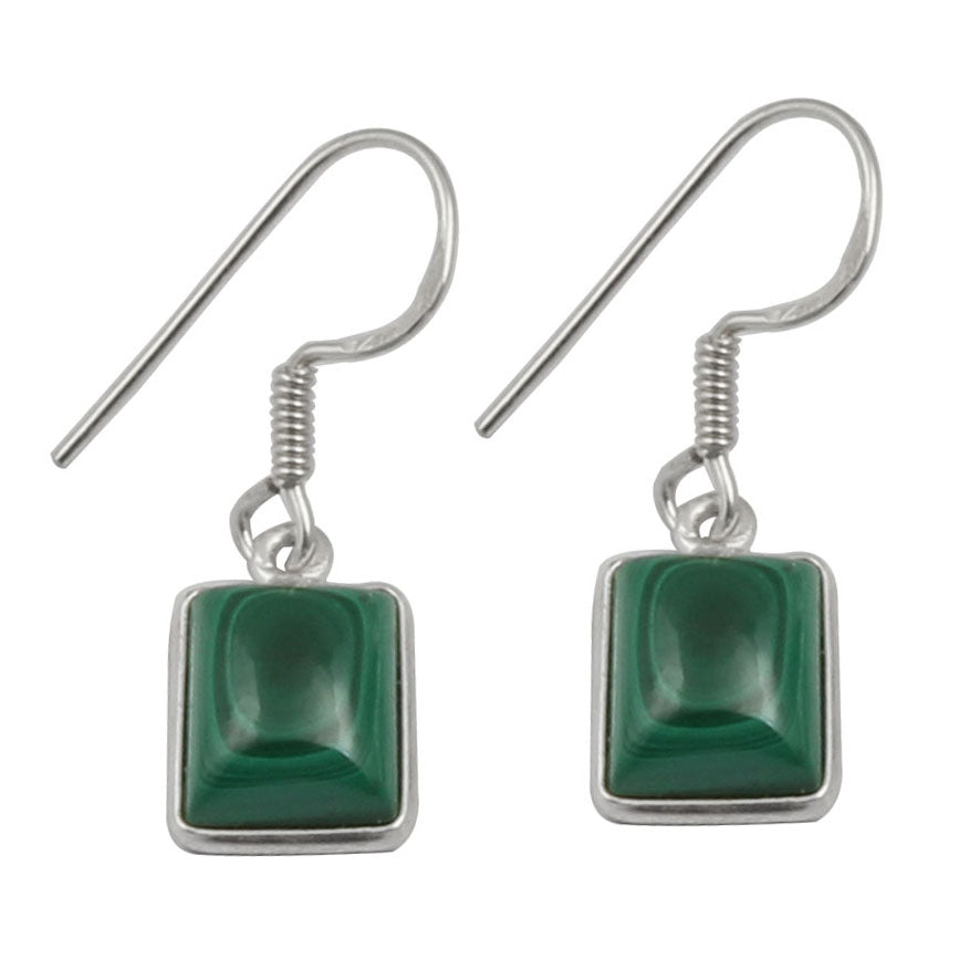 Malachite 925 Sterling Silver Earrings Lightweight Minimalist Gemstone Dangle Jewelry
