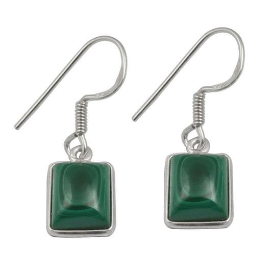Malachite 925 Sterling Silver Earrings Lightweight Minimalist Gemstone Dangle Jewelry