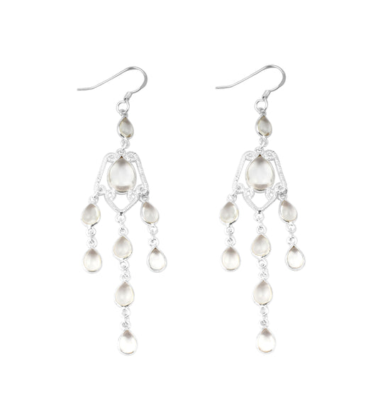 Crystal Quartz Chandelier Earrings Handmade 925 Sterling Silver Jewelry