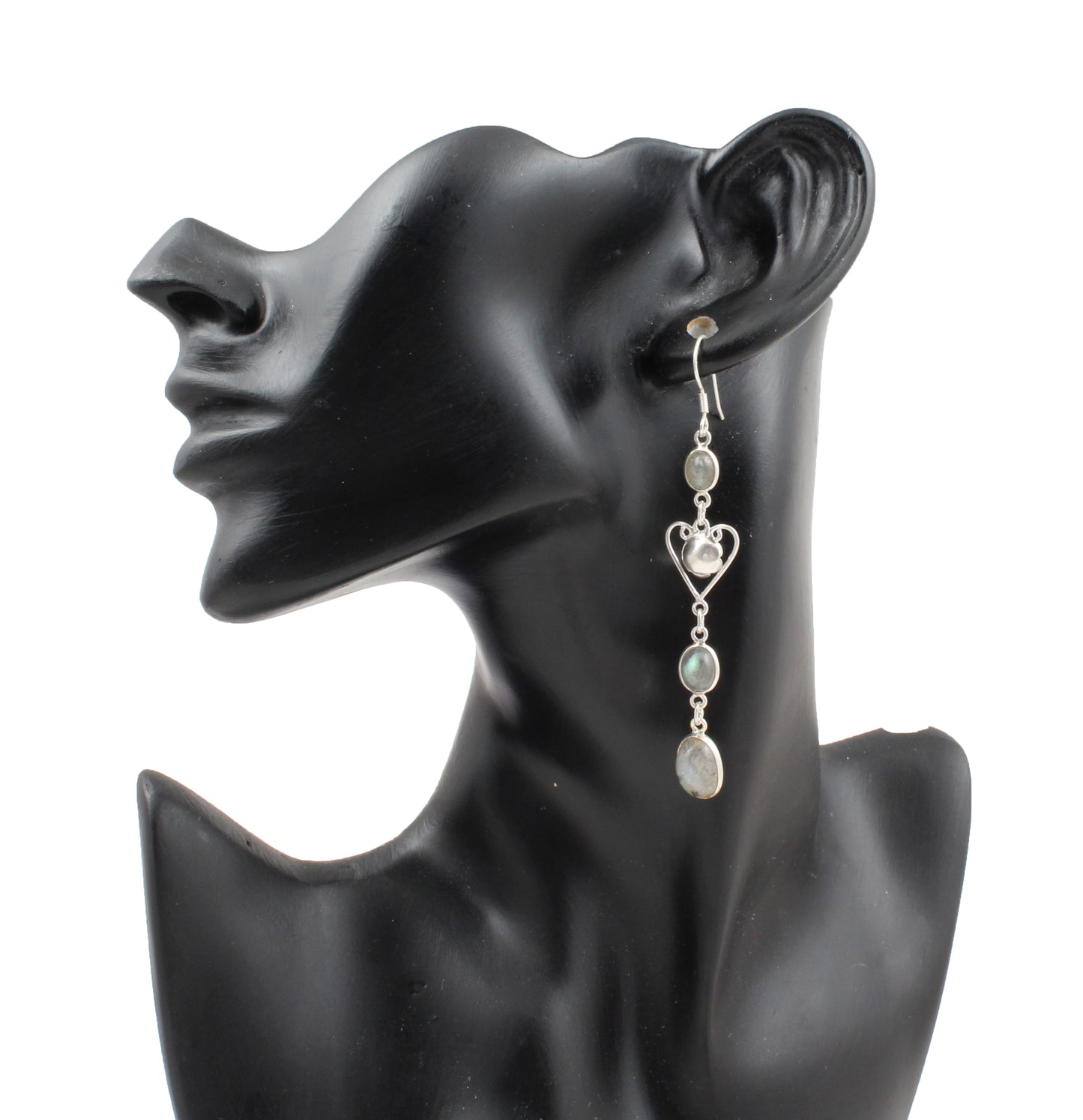 Long Dangle Labradorite Earrings with 925 Sterling Silver Handmade Jewelry