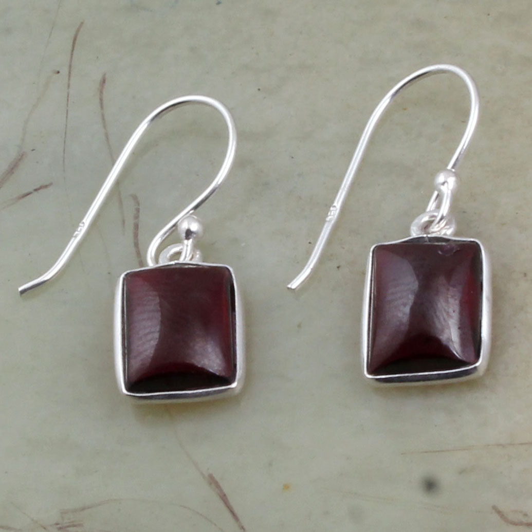 Red Garnet 925 Sterling Silver Earrings Handmade January Birthstone Jewelry
