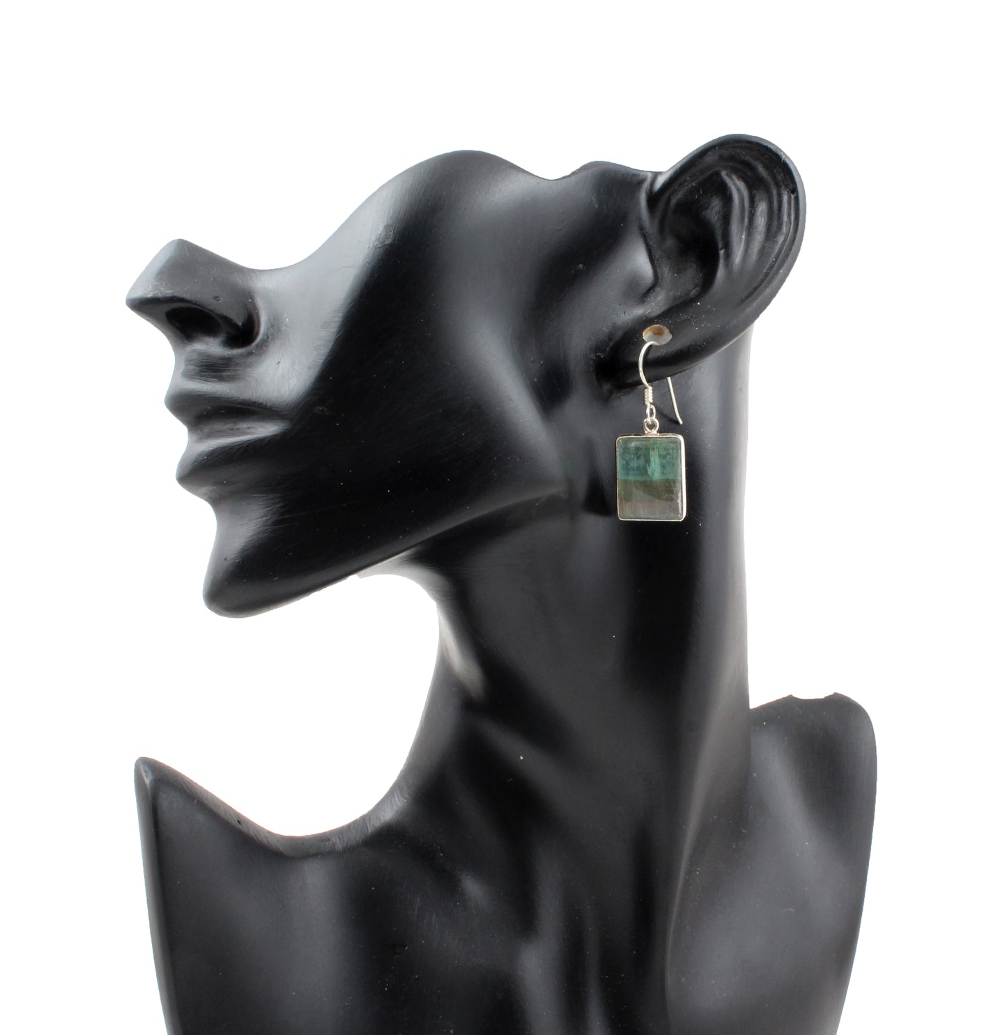 Fluorite 925 Sterling Silver Earrings Natural Gemstone Dangle Jewelry