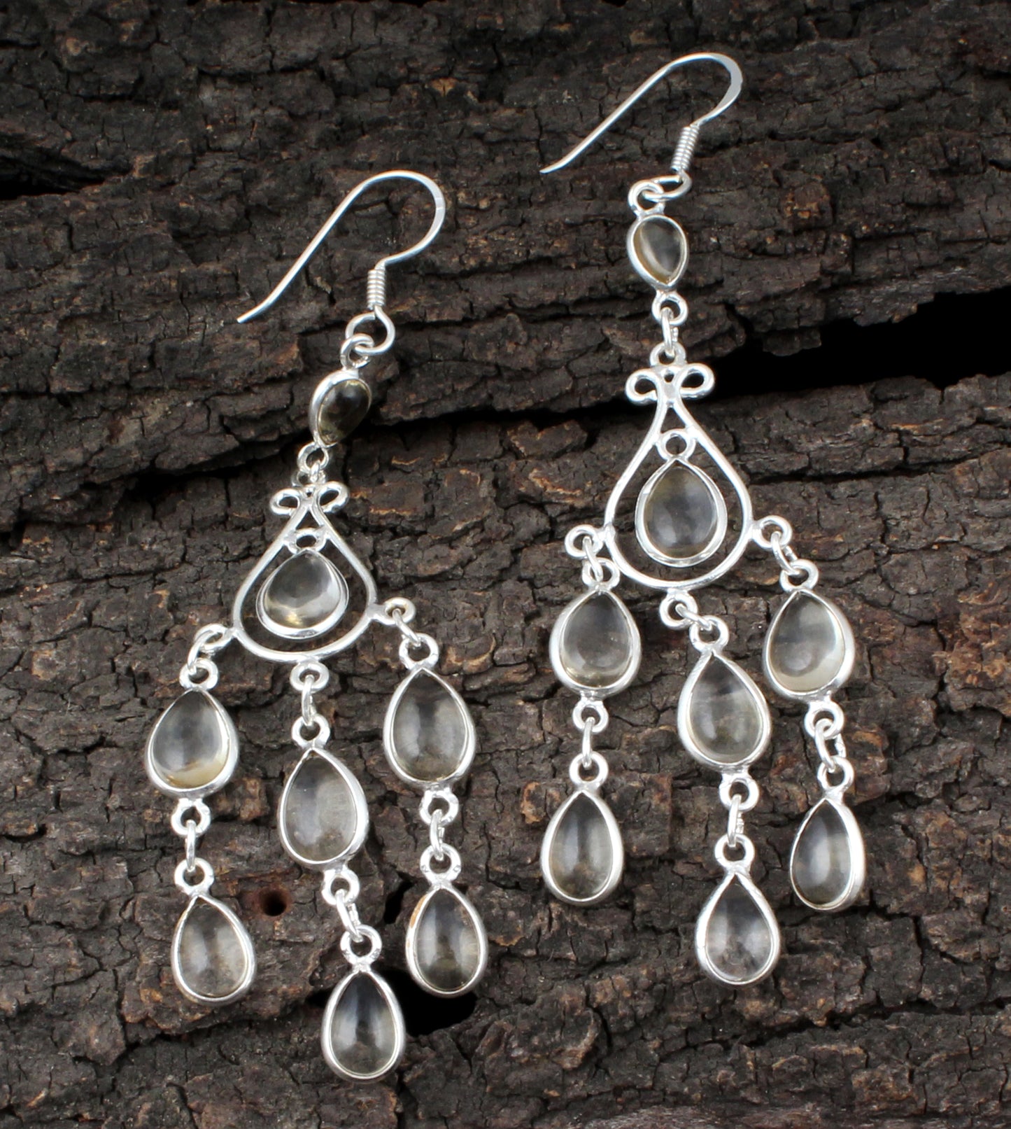 Chandelier Citrine Earrings Handmade 925 Sterling Silver Dangle Jewelry