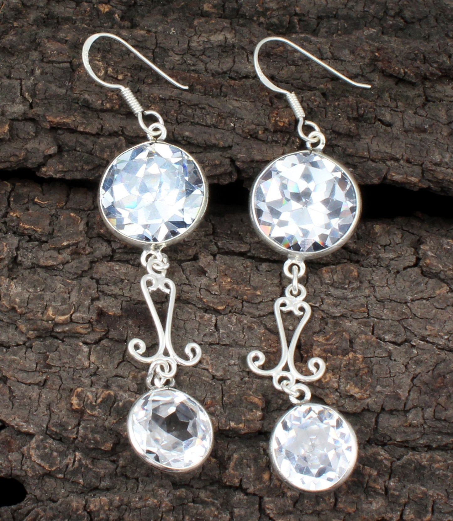 Cubic Zircon Earrings in 925 Sterling Silver Handmade Jewelry