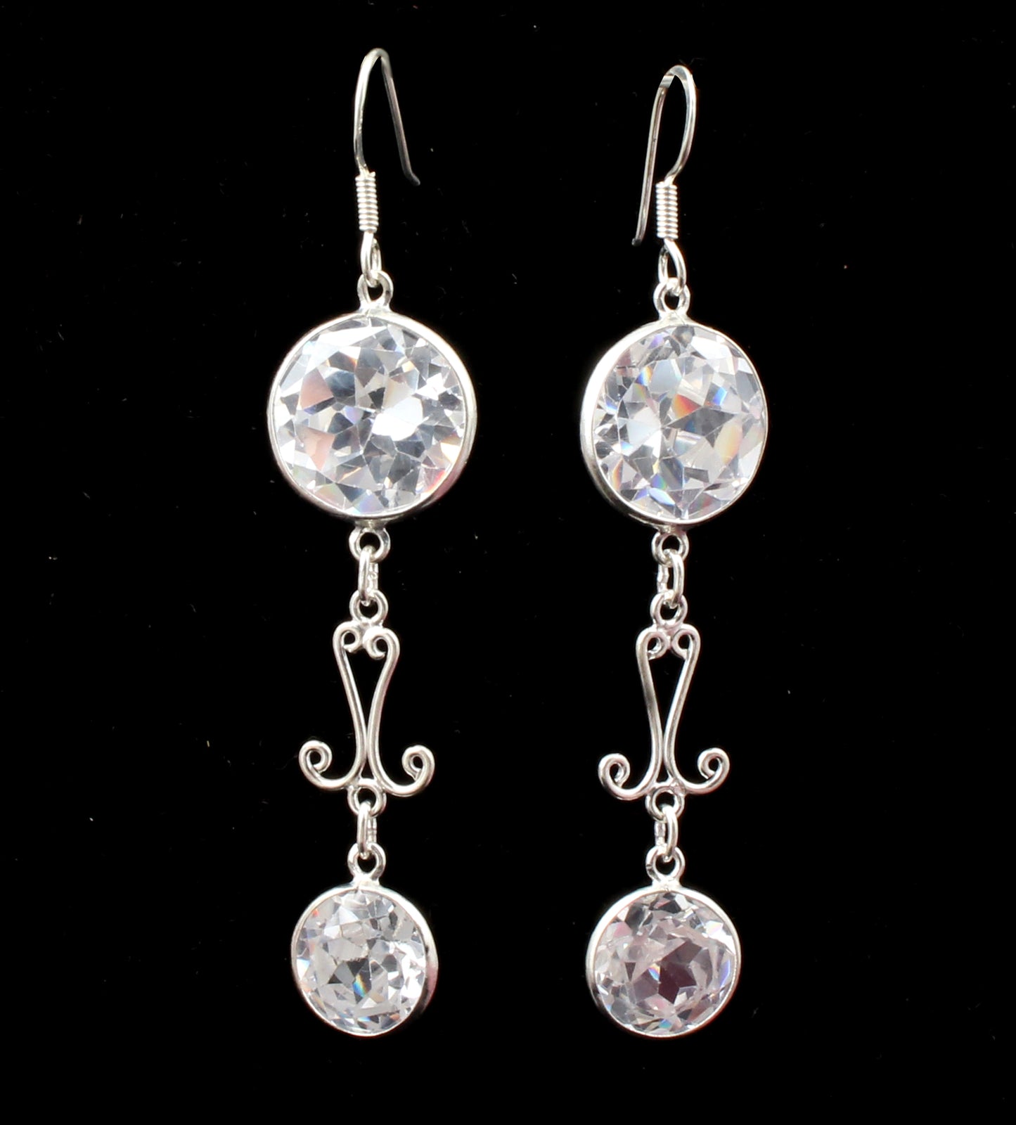 Cubic Zircon Earrings in 925 Sterling Silver Handmade Jewelry