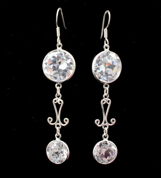 Cubic Zircon Earrings in 925 Sterling Silver Handmade Jewelry